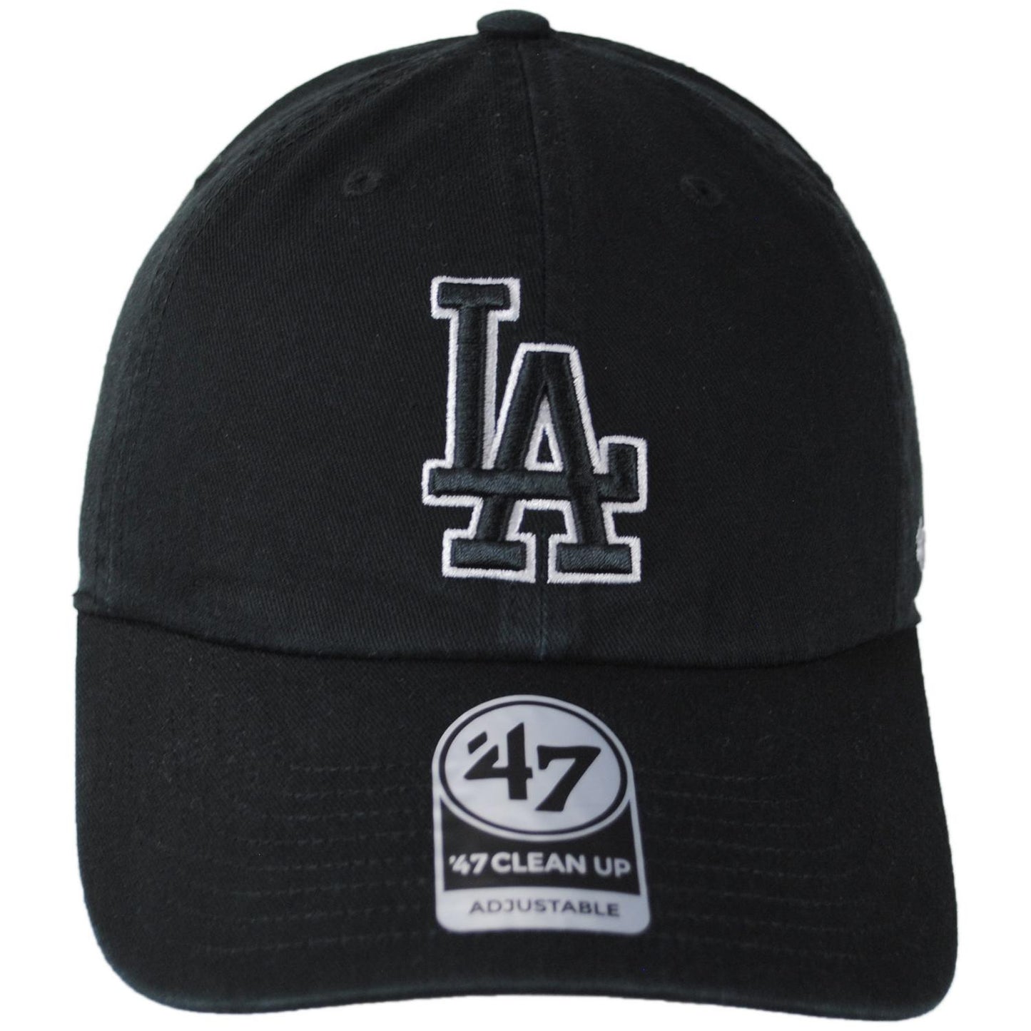 47 Brand | Los Angeles Dodgers MLB Clean Up Strapback Baseball Cap Dad Hat | 203042 | front | BLACK