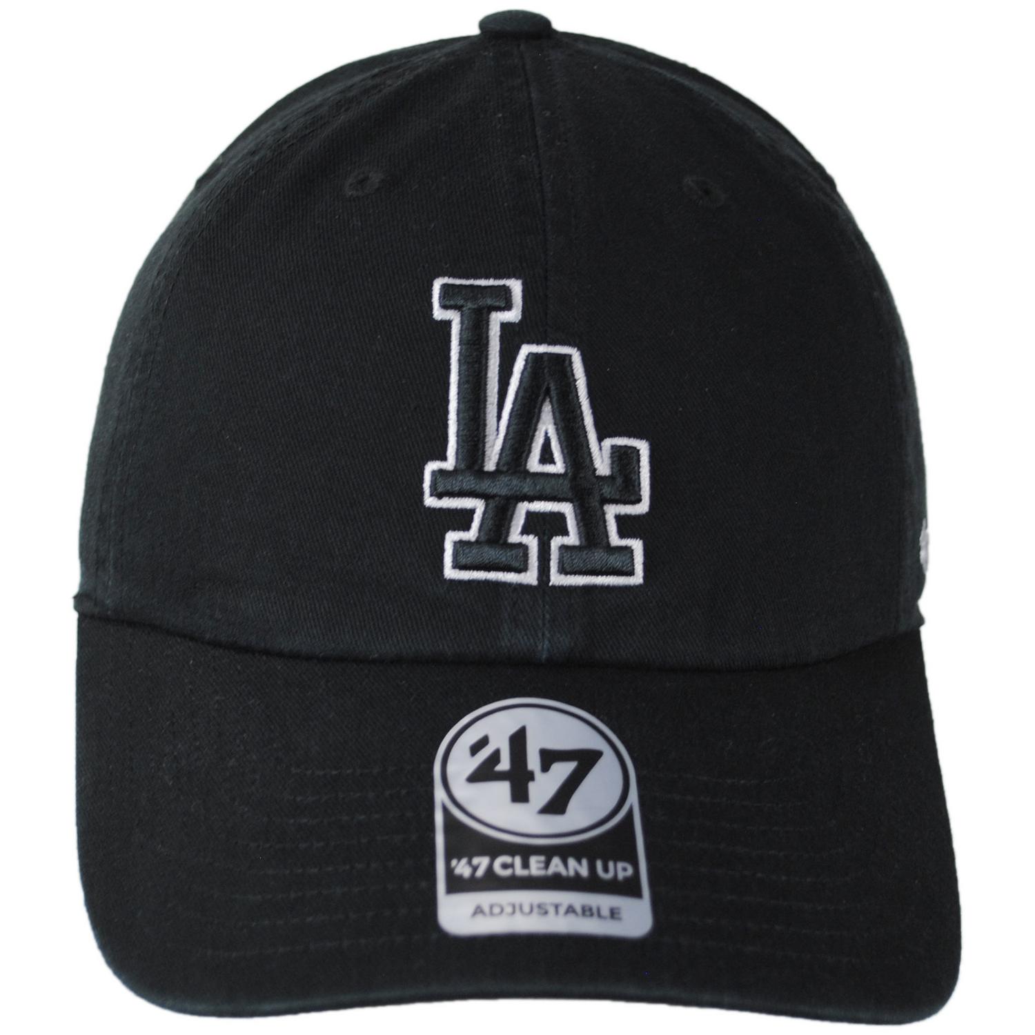 47 Brand | Los Angeles Dodgers MLB Clean Up Strapback Baseball Cap Dad Hat | 203042 | front | BLACK