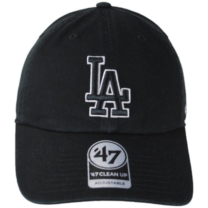 47 Brand | Los Angeles Dodgers MLB Clean Up Strapback Baseball Cap Dad Hat | 203042 | front | BLACK