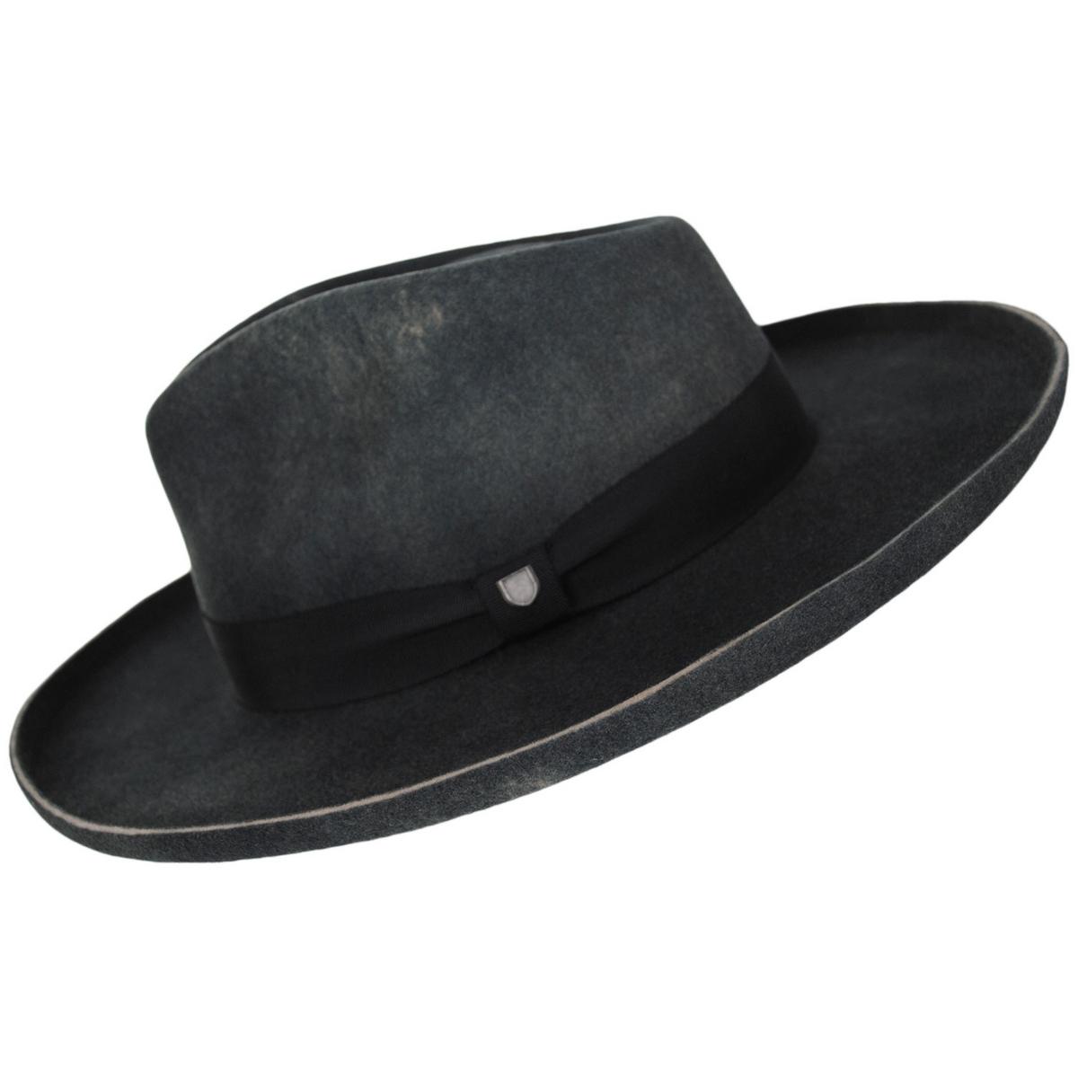 BRIXTON HATS | Victoria Felt Pencil Curl Fedora Hat | 135661 | profile | BLACK/BLACK SATIN