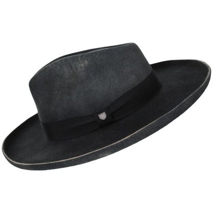 BRIXTON HATS | Victoria Felt Pencil Curl Fedora Hat | 135661 | profile | BLACK/BLACK SATIN