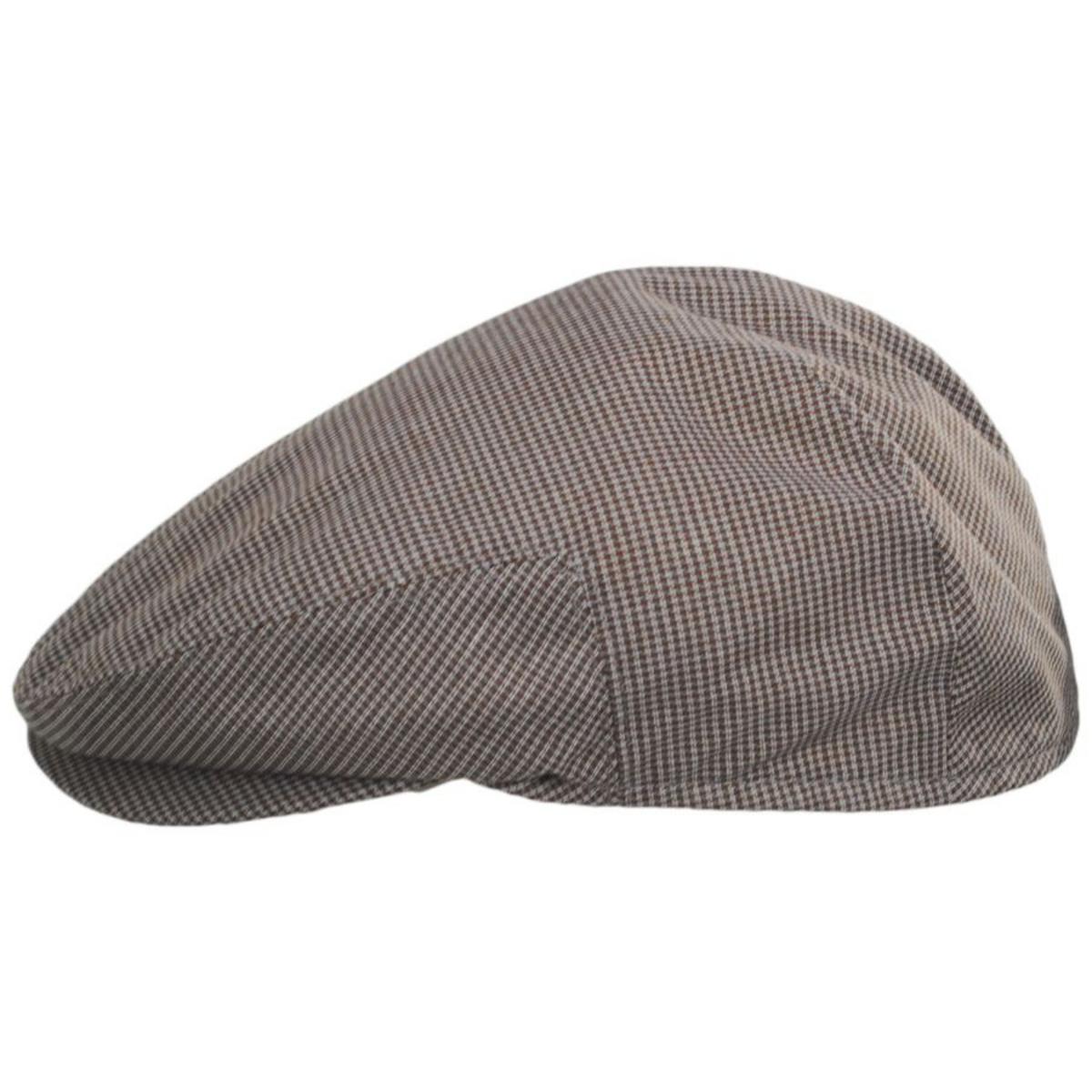 Baskerville Hat Company | Talbot Cotton Micro Houndstooth Ivy Cap | 167676 | profile | TAUPE