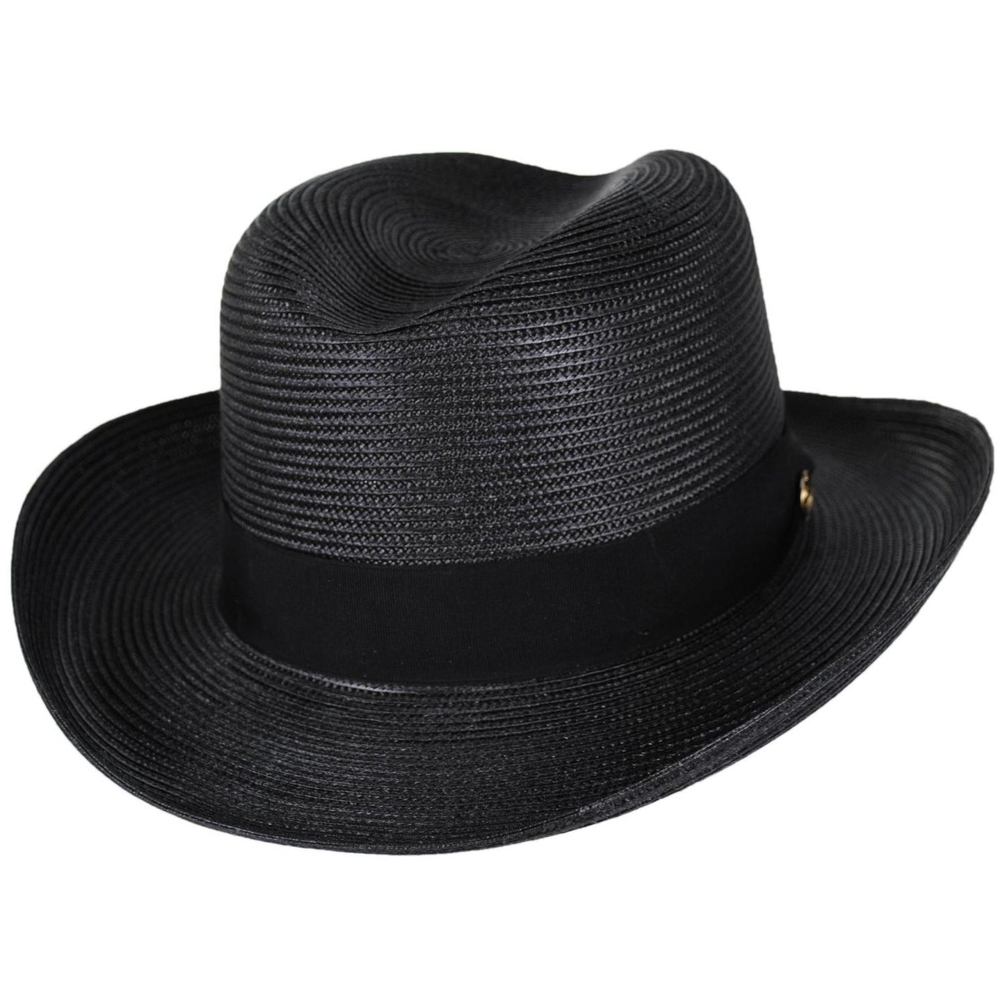 Stetson | El Dorado Florentine Milan Straw Homburg Hat | 127074 | lead | BLACK