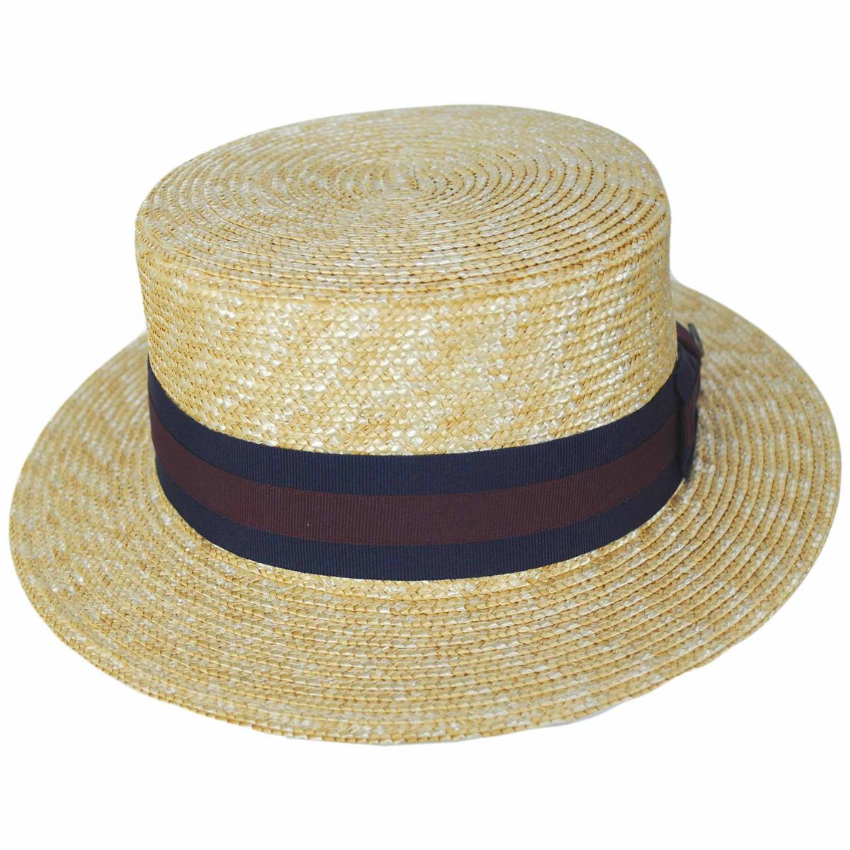 Jaxon Hats | Striped Band Wheat Straw Skimmer Hat | 129005 | front | NATURAL