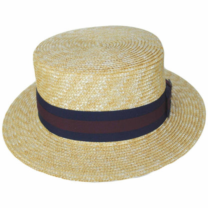 Jaxon Hats | Striped Band Wheat Straw Skimmer Hat | 129005 | front | NATURAL