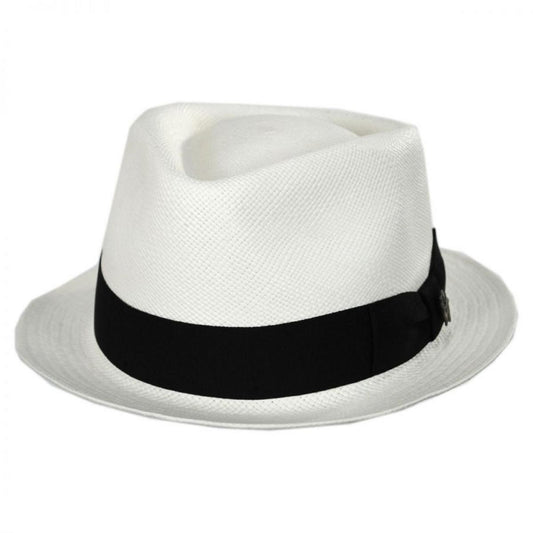 Bigalli | Boston Panama Straw Trilby Fedora Hat | 129202 | lead | WHITE