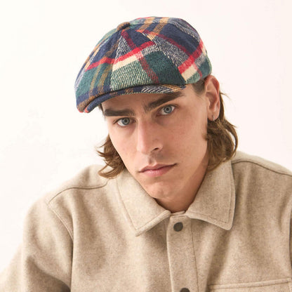 BRIXTON HATS | Brood Plaid Newsboy Cap | 161580 | lsmone | NAVY/GREEN/RED/CREAM