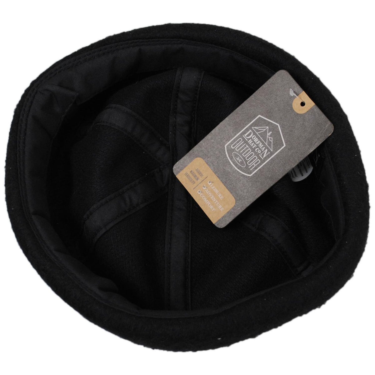 Dorfman Pacific | Melton Wool Blend Skull Cap Beanie Hat | 500048 | under | BLACK