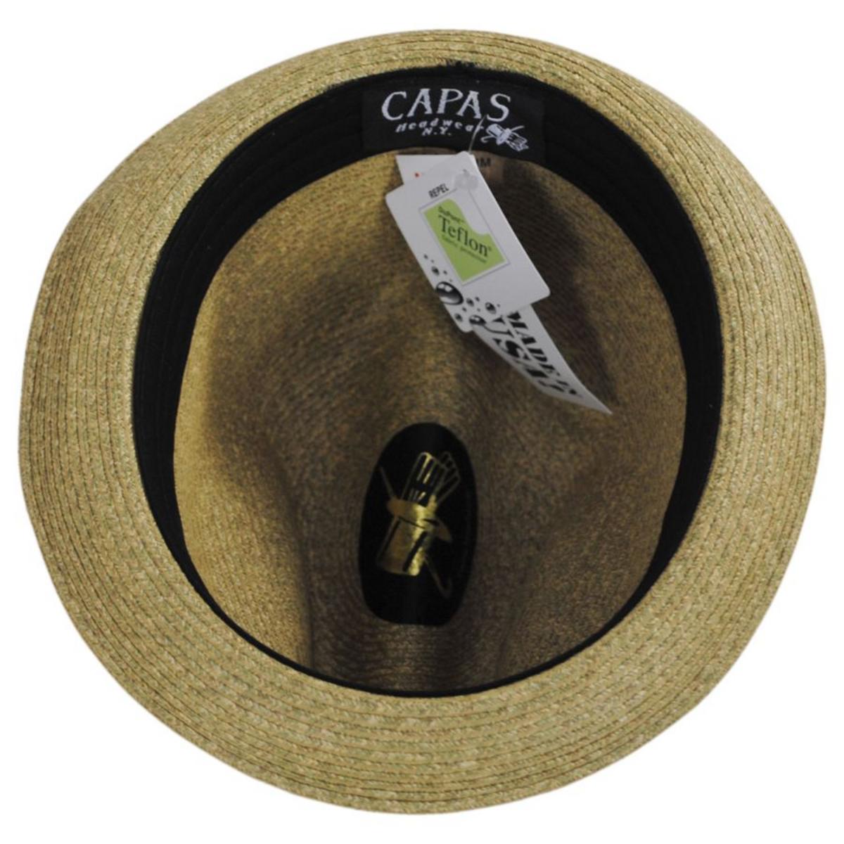 Capas Headwear | Soho Poly Braid Stingy Brim Fedora Hat | 126694 | under | GOLD/BROWN