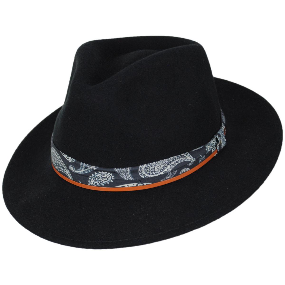 Bigalli | Lash Wool Felt Fedora Hat | 131441 | lead | BLACK