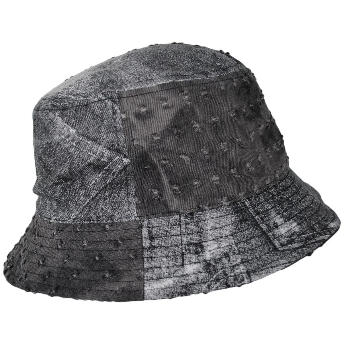 Kangol | Patchwork Mashup Denim Cotton Bucket Hat | 185777SS25 | profile | BLACK TROMPE LOEIL