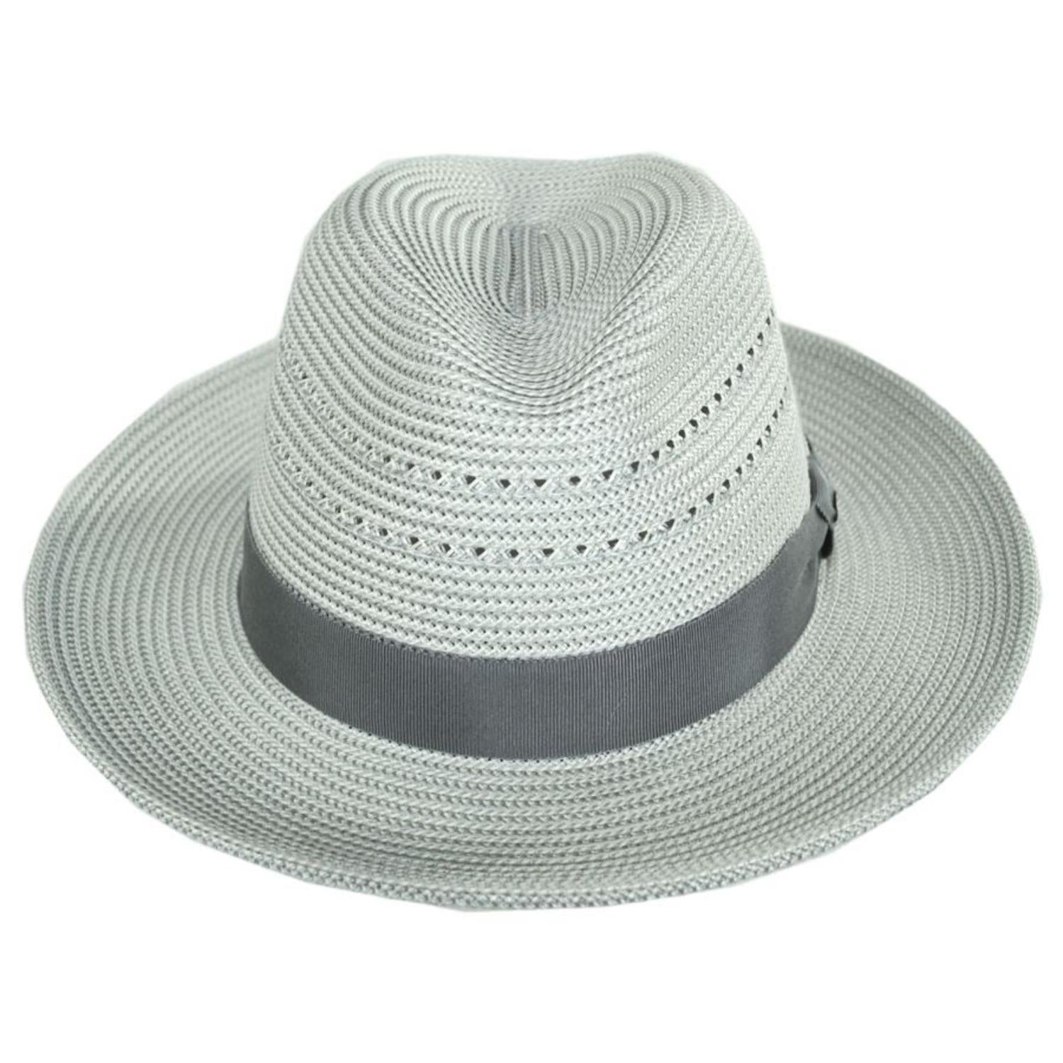 Bailey 1922 | Eli Vented Poly Straw Fedora Hat - Spring | 127751S | front | GREY