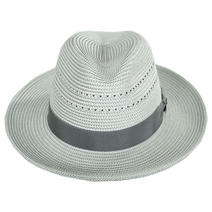 Bailey 1922 | Eli Vented Poly Straw Fedora Hat - Spring | 127751S | front | GREY