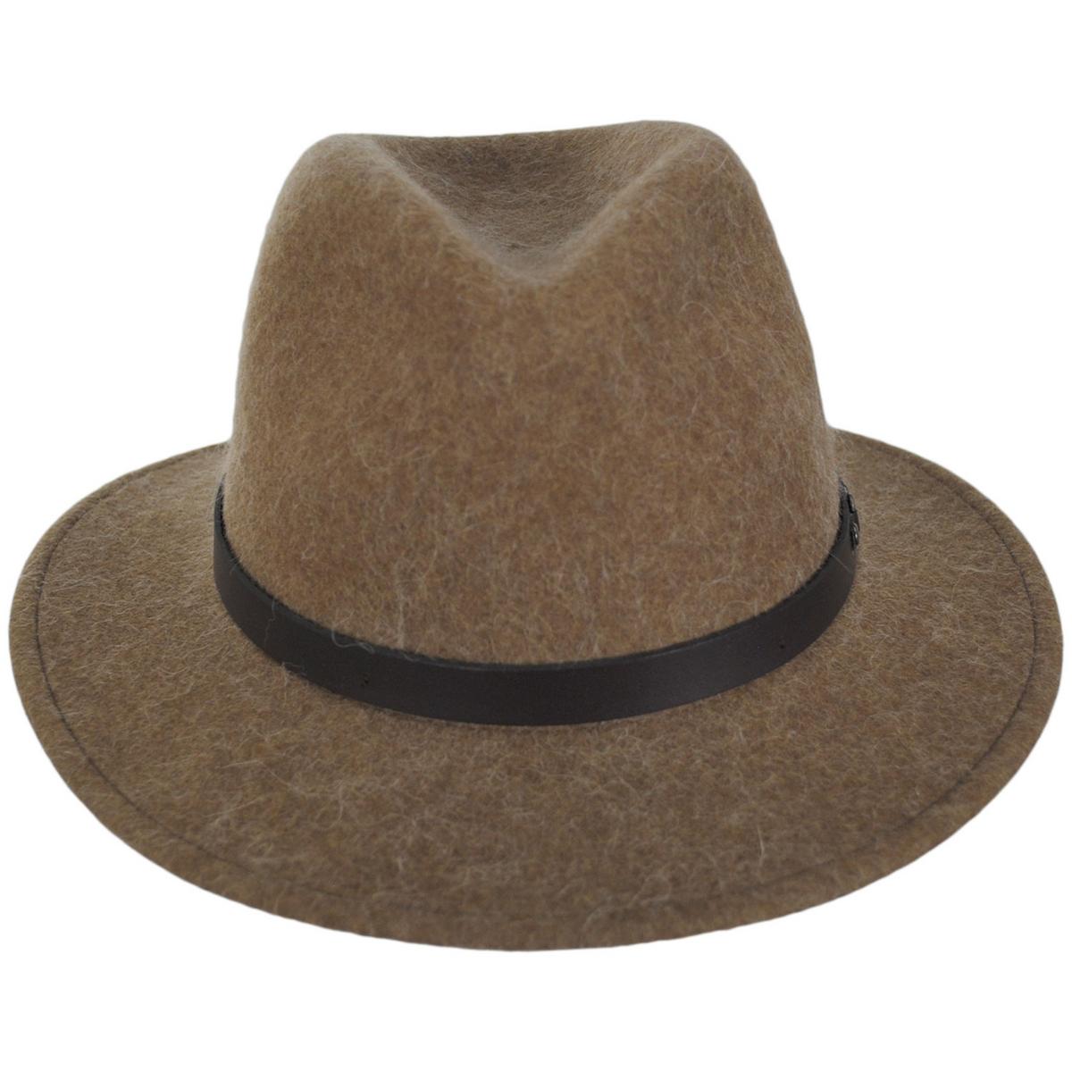 Bigalli | Andes Alpaca and Wool Felt Safari Fedora Hat | 131440 | front | BROWN MELANGE