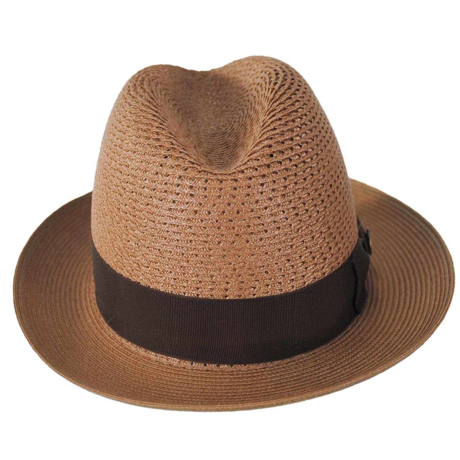 Stetson | Madison Milan Straw Fedora Hat | 127069 | front | COGNAC