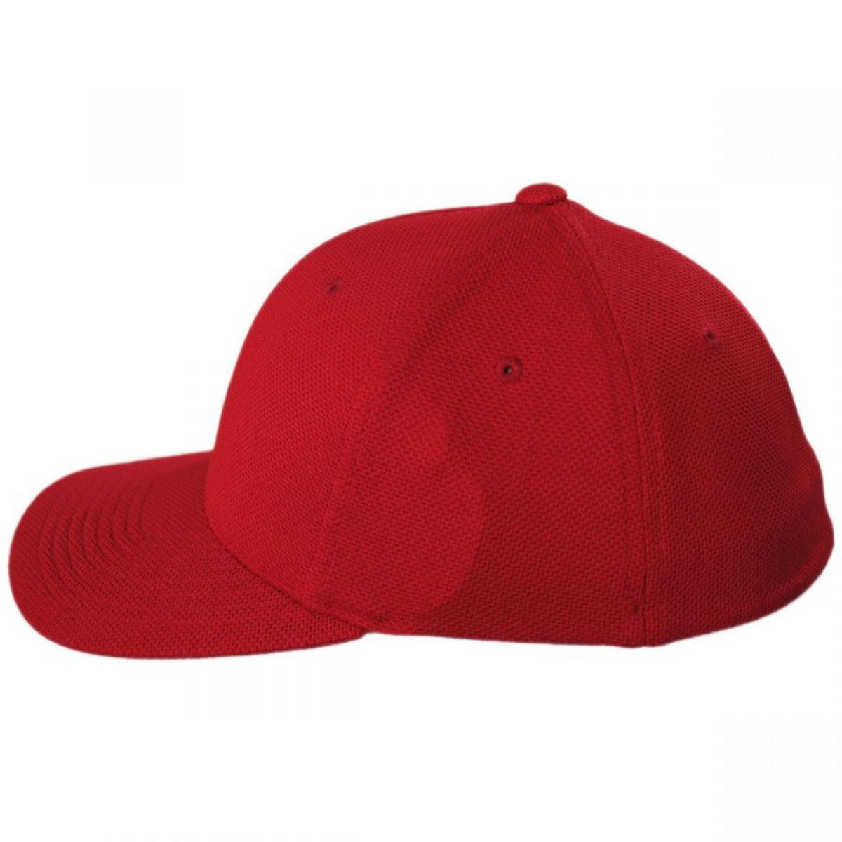 Flexfit | Cool and Dry Pique Mesh Flexfit Fitted Baseball Cap | 221514 | profile | RED