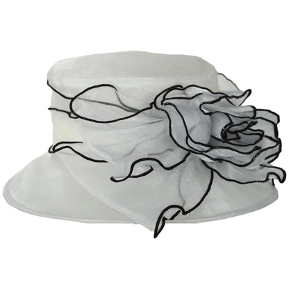 Jeanne Simmons | Organza Boater Dress Hat | 120729 | profile | WHITE/BLACK