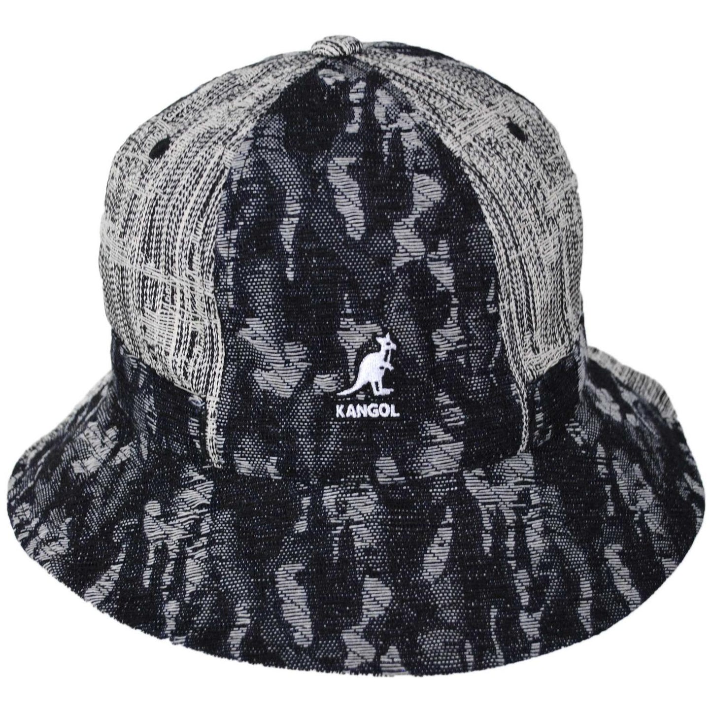 Kangol | Denim Mashup Casual Bucket Hat - Black Topstitch | 185841BT | front | BLACK TOPSTITCH