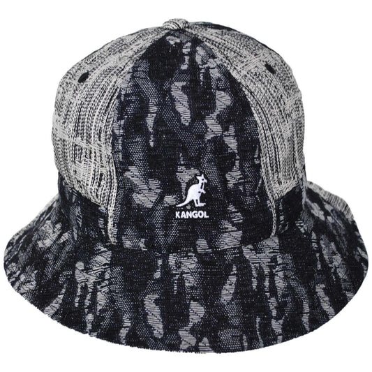 Kangol | Denim Mashup Casual Bucket Hat - Black Topstitch | 185841BT | front | BLACK TOPSTITCH
