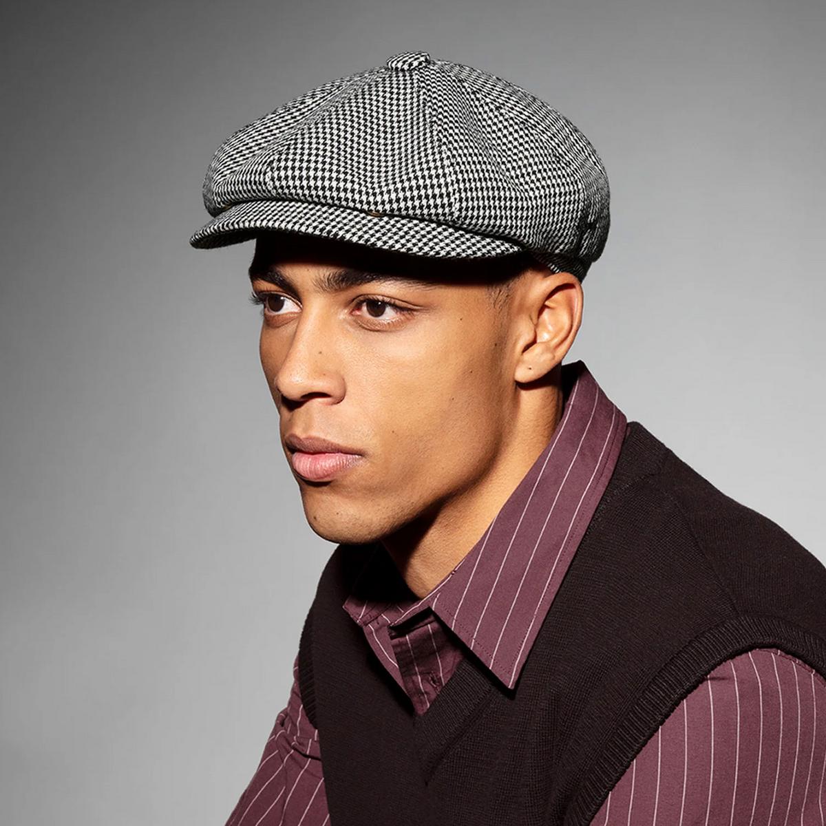 Bailey 1922 | Atlas Houndstooth Earflap Newsboy Cap | 167239 | lsmone | BLACK MULTI