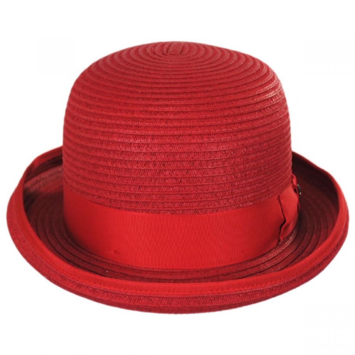 Bigalli | Kanye Toyo Straw Bowler Hat | 129228 | front | RED