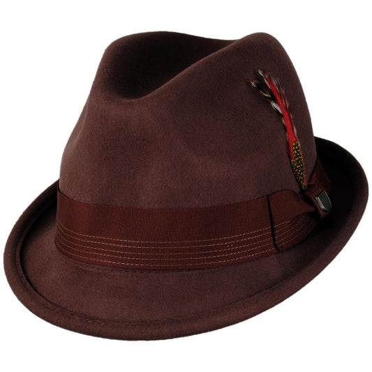 BRIXTON HATS | Gain Wool Felt Fedora Hat - Chestnut | 135600FW | lead | CHESTNUT