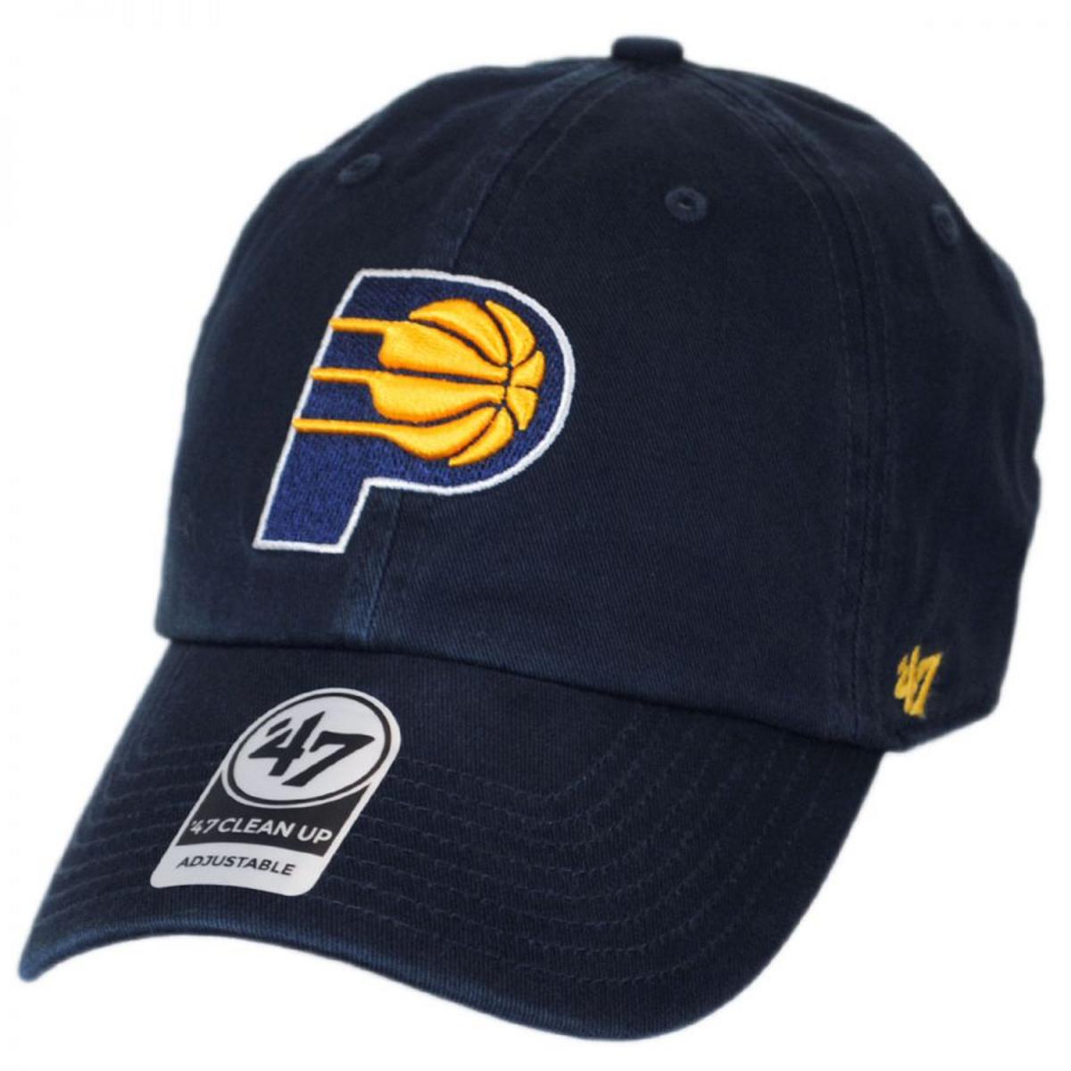 47 Brand | Indiana Pacers NBA Clean Up Strapback Baseball Cap Dad Hat | 204060 | lead | NAVY