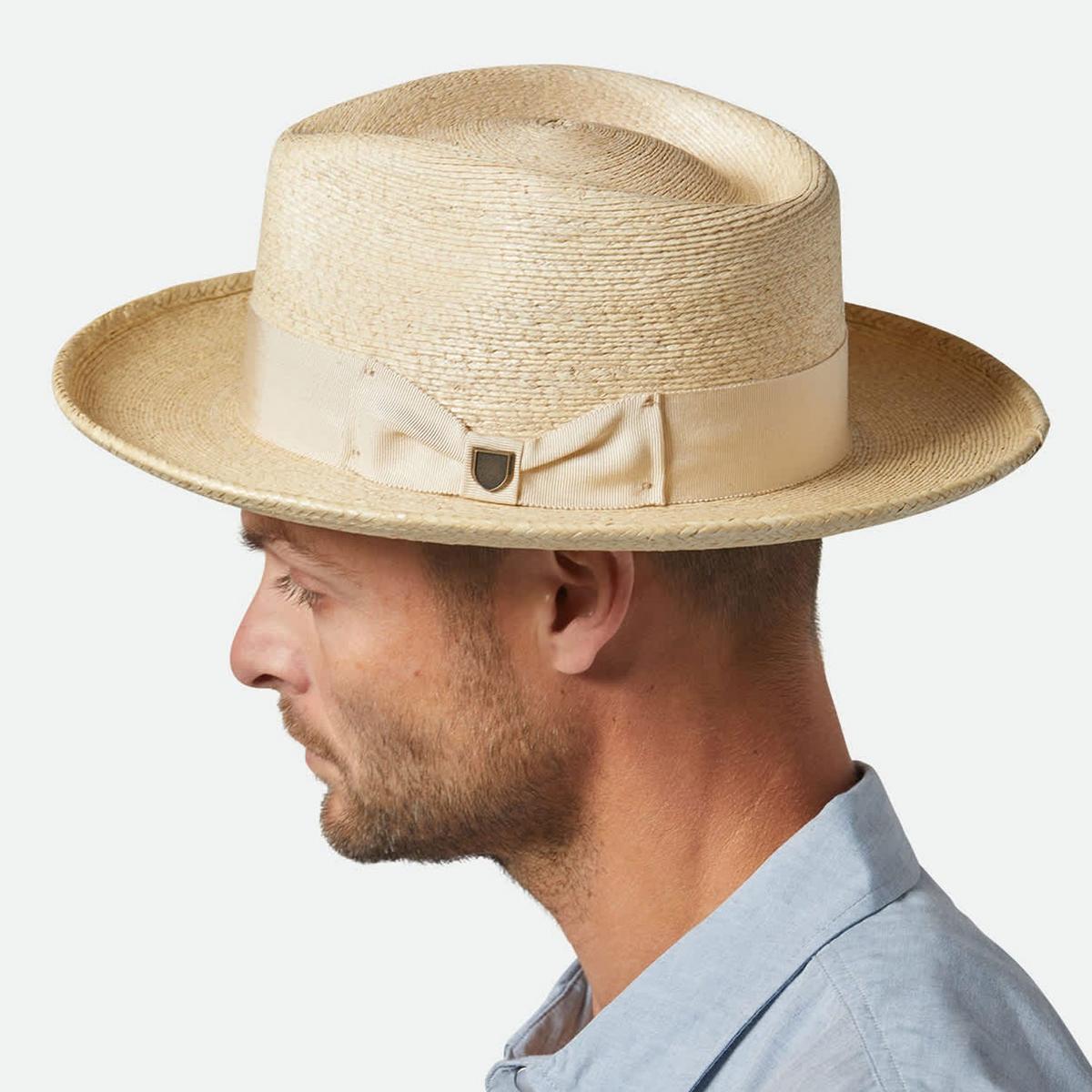 BRIXTON HATS | Swindle Palm Straw Fedora Hat | 128365 | lsmone | NATURAL/NATURAL