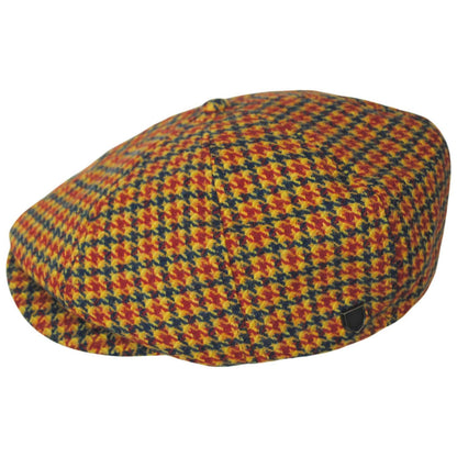 BRIXTON HATS | Brood Wool Blend Houndstooth Newsboy Cap | 161518 | profile | TAUPE/ORANGE/ROYAL