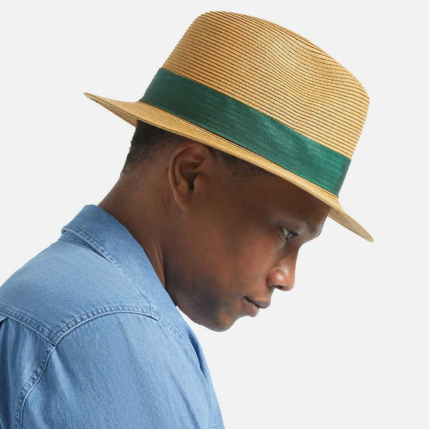 BRIXTON HATS | Roma Toyo Straw Fedora Hat | 128369 | lsmtwo | DARK TAN/PRIMAL GREEN