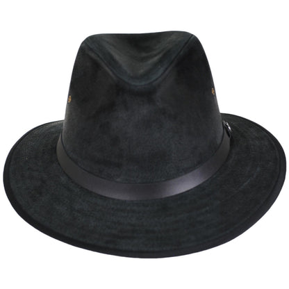 Jaxon Hats | Nubuck Leather Safari Fedora Hat - Black | 147200BLK | front | BLACK