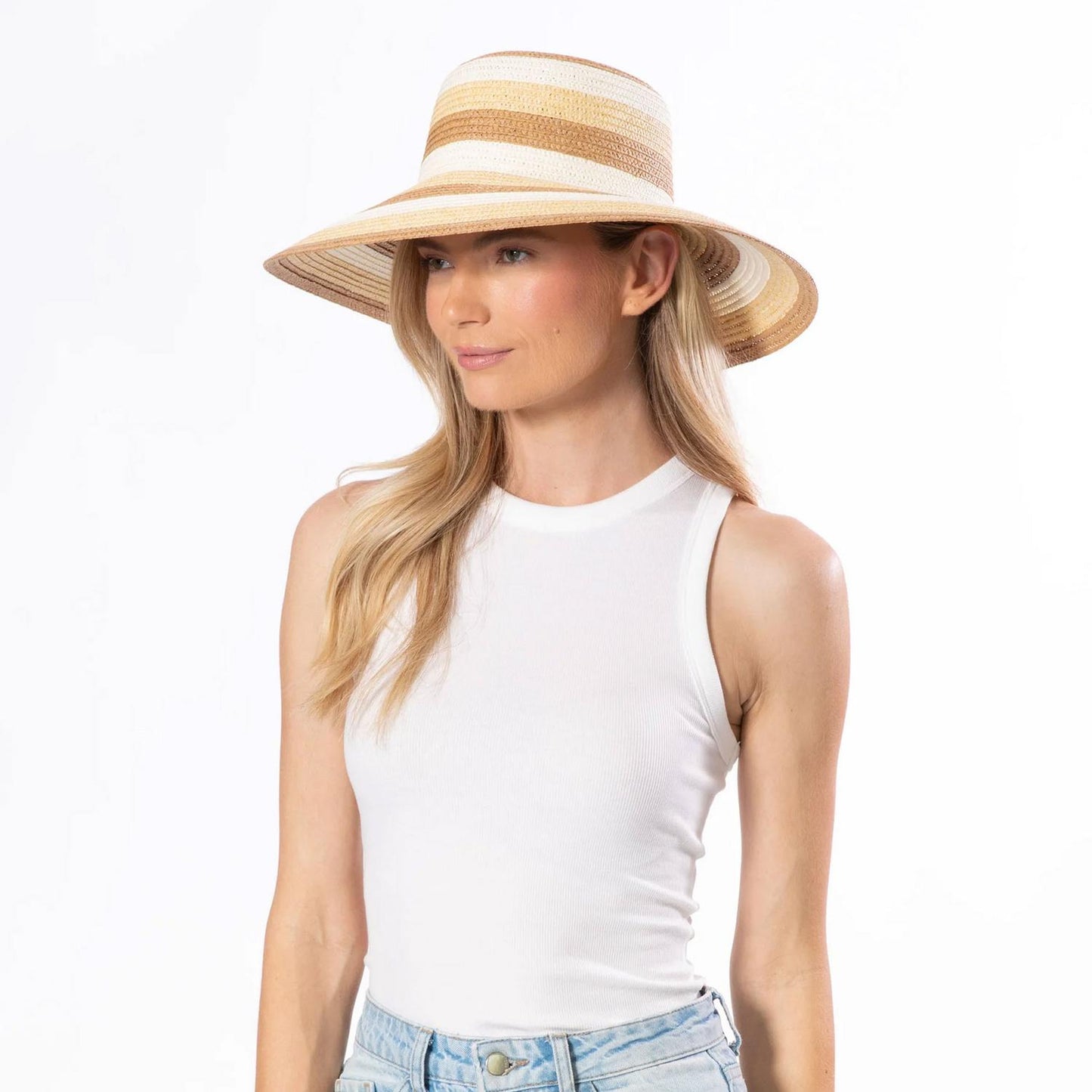 San Diego Hat Company | Sweets Striped Toyo Straw Sun Hat | 103597 | lsfone | NATURAL STRIPE