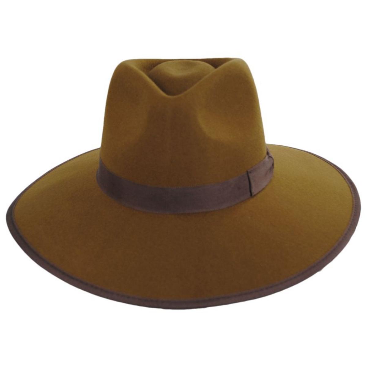 Jo Wool Felt Rancher Fedora Hat - Brass