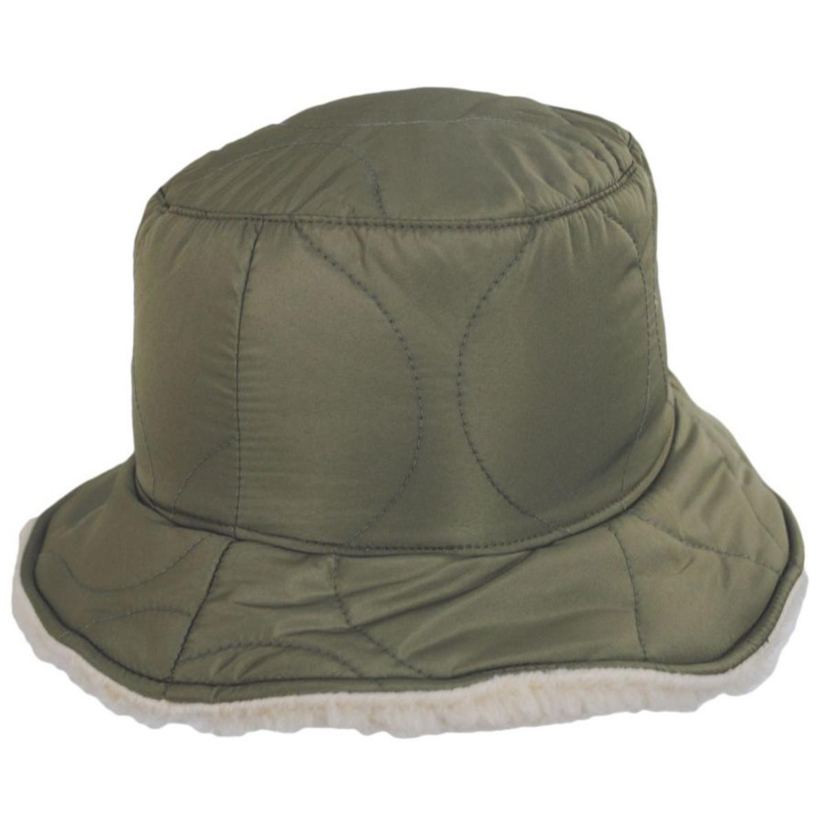 BRIXTON HATS | Petra Sherpa Reversible Bucket Hat | 185539 | lead | MILITARY OLIVE/DOVE