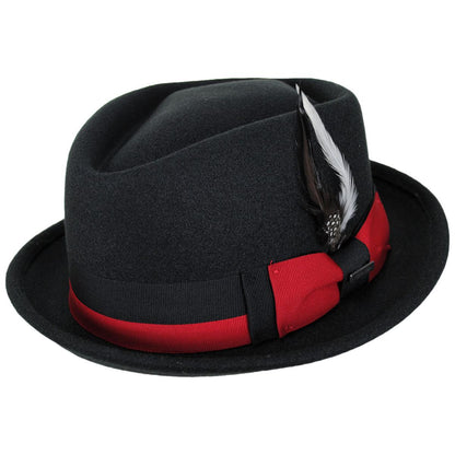 Dorfman Pacific | Clubber ProvatoKnit Diamond Crown Fedora Hat | 130427 | lead | BLACK