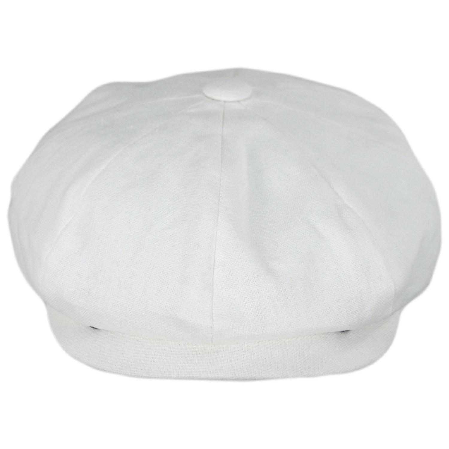 Jaxon Hats | Linen and Cotton Newsboy Cap | 167774 | front | WHITE