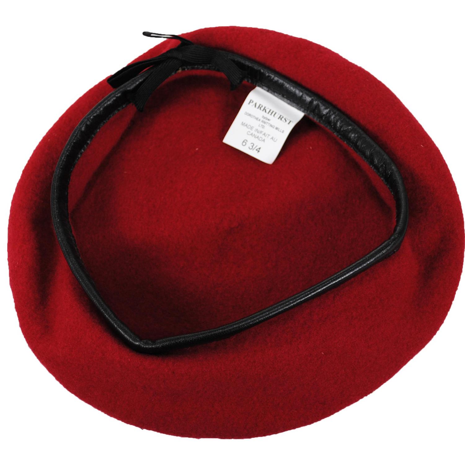 Village Hat Shop | Wool Military Beret with Lambskin Band | 151106 | under | RED