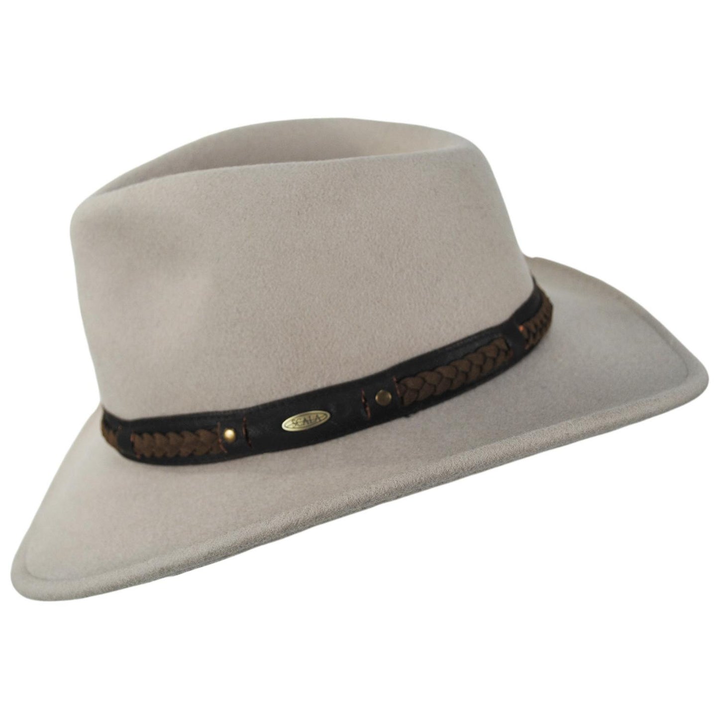Scala | Sutherland Wool Felt Outback Hat | 130448 | profile | CEMENT