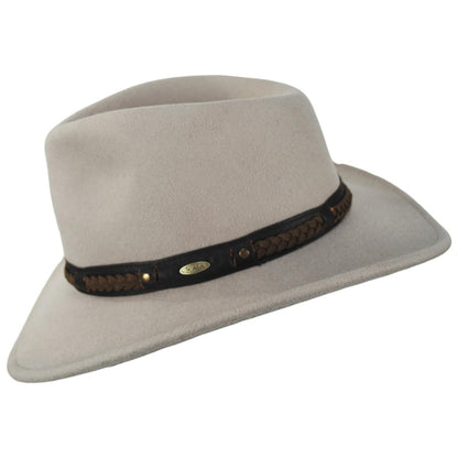 Scala | Sutherland Wool Felt Outback Hat | 130448 | profile | CEMENT