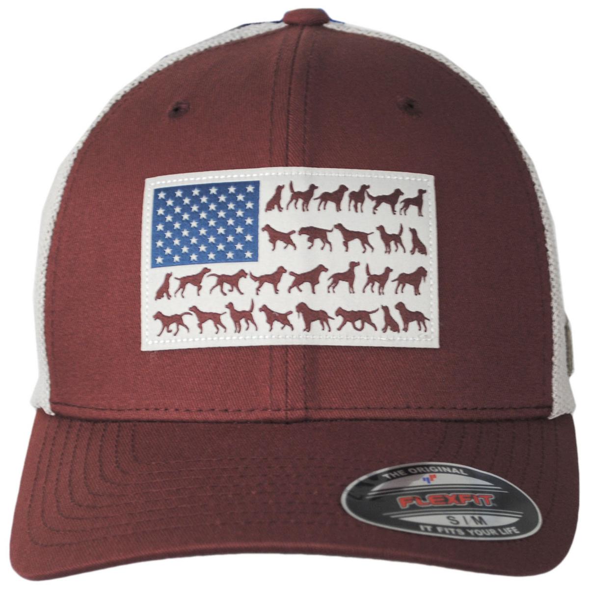 Columbia Sportswear | PHG Canine Flag Mesh Flexfit Fitted Baseball Cap | 400089 | front | RED ROCKS