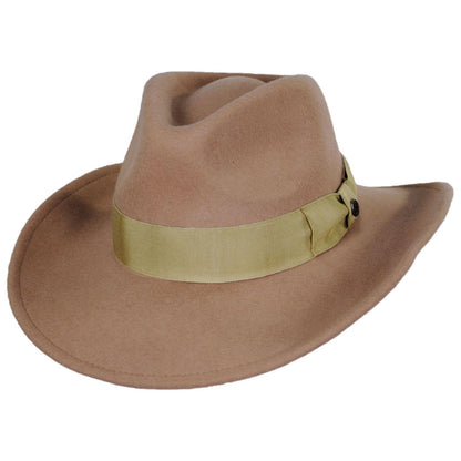 Jaxon Hats | Wholesale Colorado Ultra Wide Brim Wool Felt Fedora Hat B2B Pre-Pack - Stone & Pecan | B2B135200SP | lead | PECAN