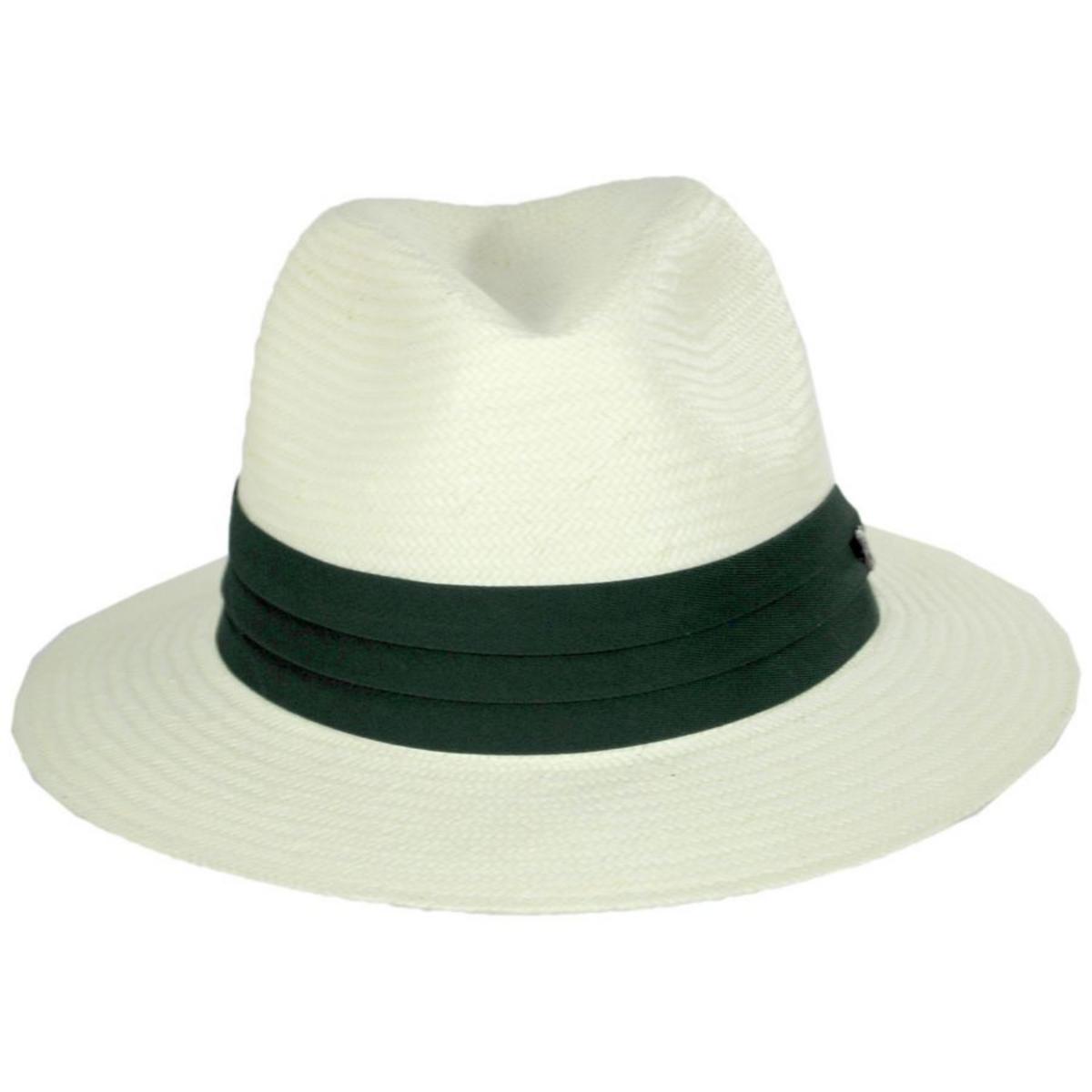 Jaxon Hats | Toyo Straw Safari Fedora Hat - Green Band | 129904 | front | IVORY