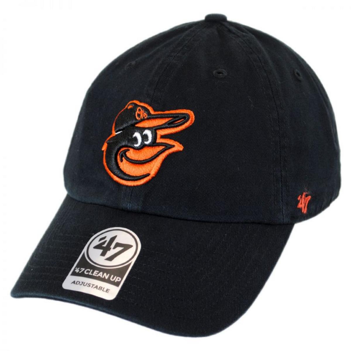 47 Brand | Baltimore Orioles MLB Clean Up Strapback Baseball Cap Dad Hat | 203381 | lead | BLACK