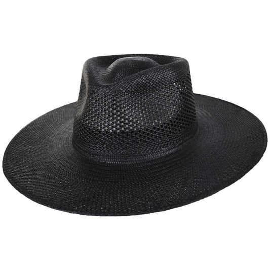 BRIXTON HATS | Jo Vent Crown Panama Straw Fedora Hat | 104051 | lead | BLACK
