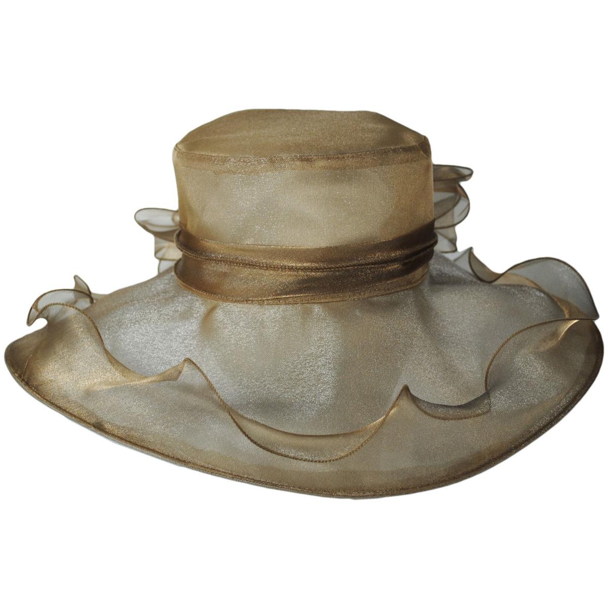 San Diego Hat Company | Organza Pearl Boater Dress Hat | 121052 | front | GOLD