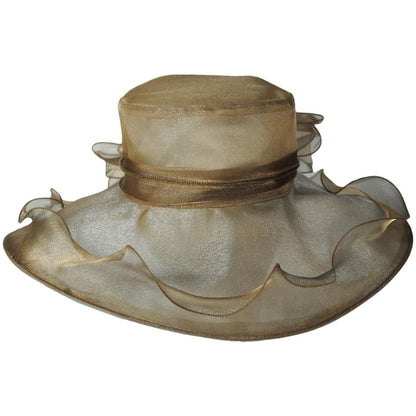 San Diego Hat Company | Organza Pearl Boater Dress Hat | 121052 | front | GOLD