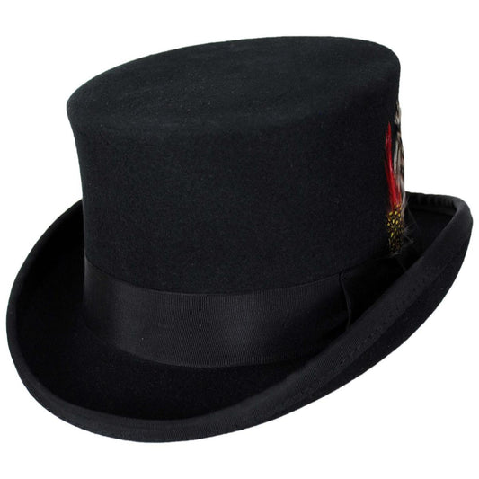 Jaxon Hats | Mid Crown Wool Felt Top Hat | 193700 | lead | BLACK