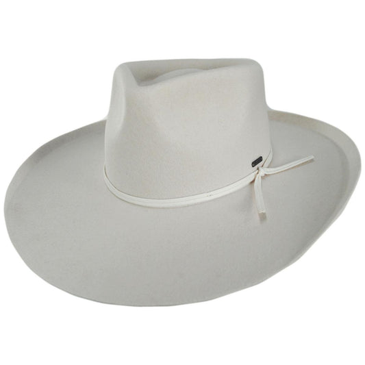 BRIXTON HATS | Marlow Wool Felt Rancher Fedora Hat | 135666 | lead | OFF WHITE