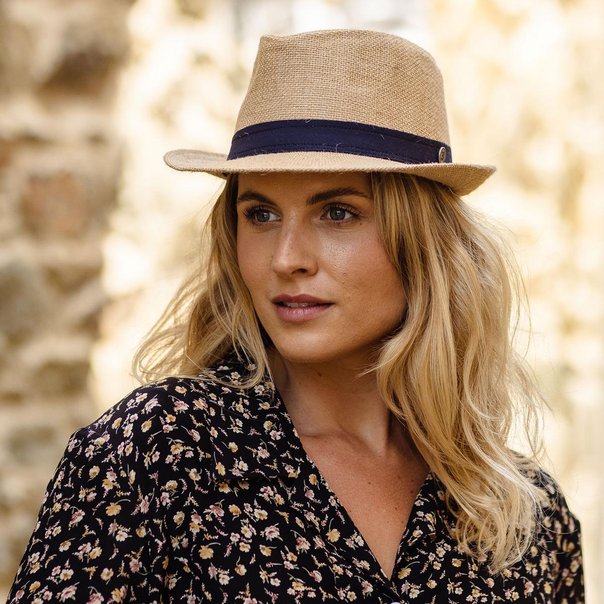 Jaxon Hats | Jute Fabric C-Crown Trilby Fedora Hat | 142315 | lsfone | TAN