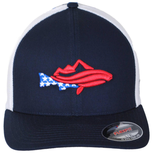 Columbia Sportswear | PFG Icon Cotton & Mesh Flexfit Fitted Baseball Cap | 400082 | front | COLLEGIATE NAVY